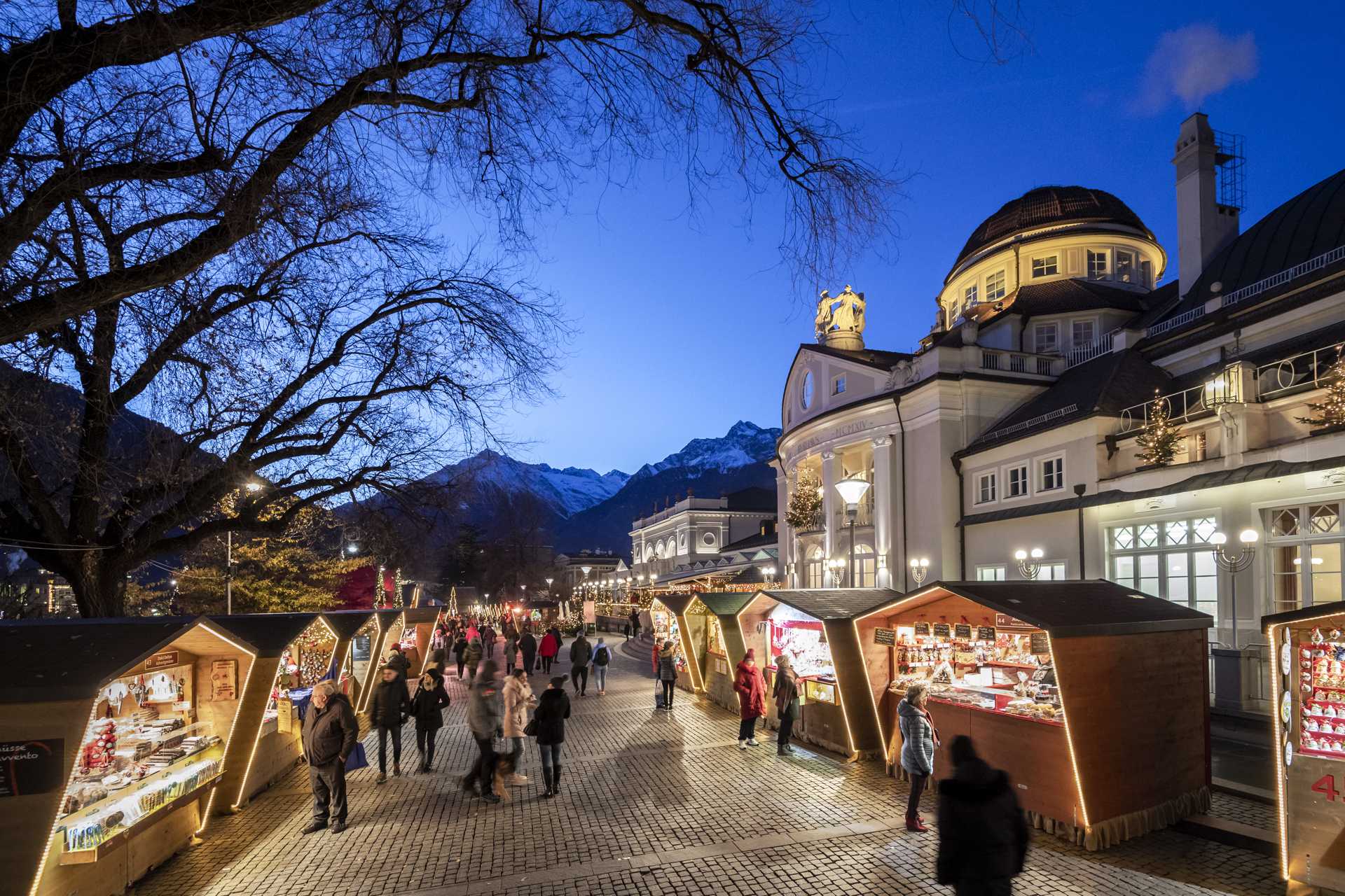 Merano Christmas Market along the Passer promenade Merano Christmas Market