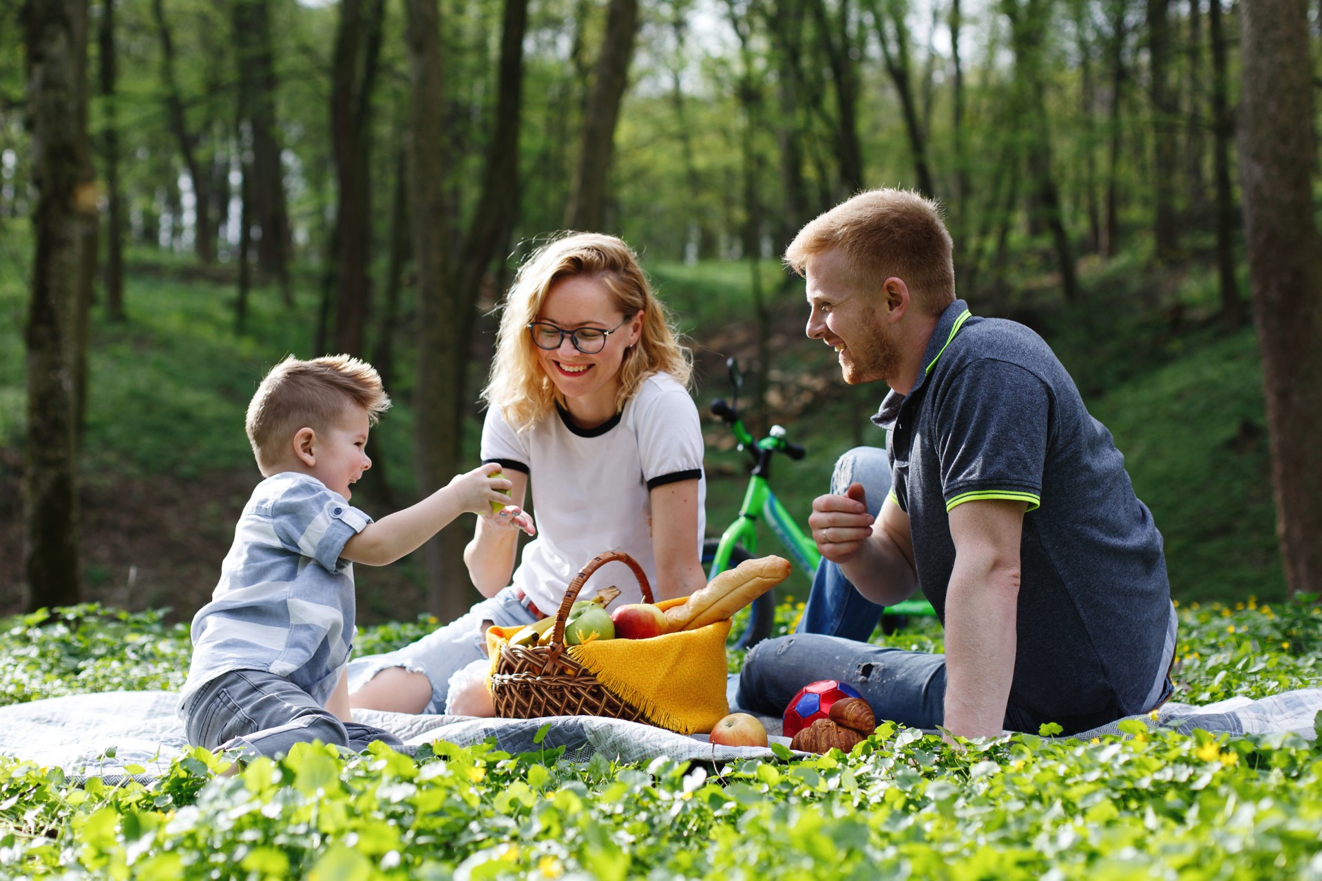 Family picnic in the forest