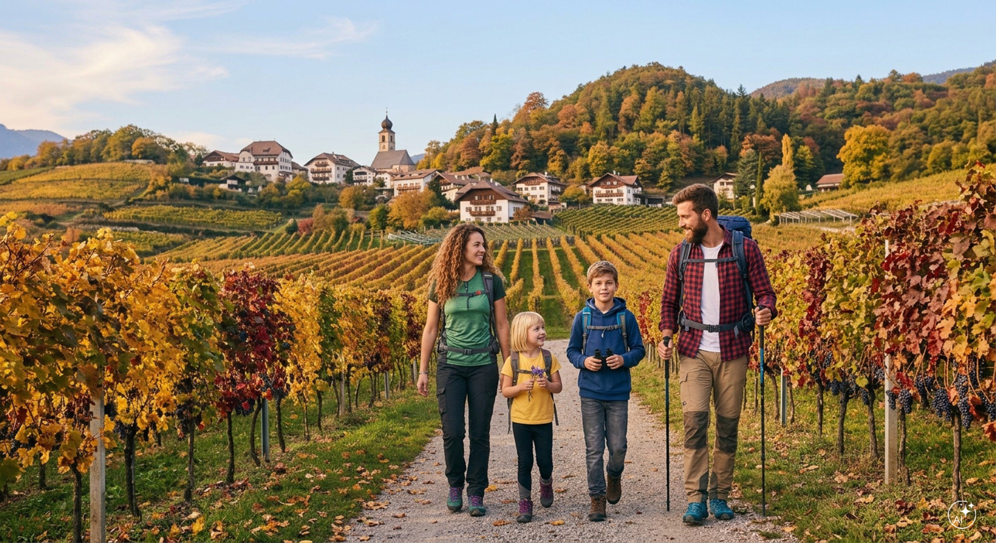 Hiking in a beautiful autumn landscape