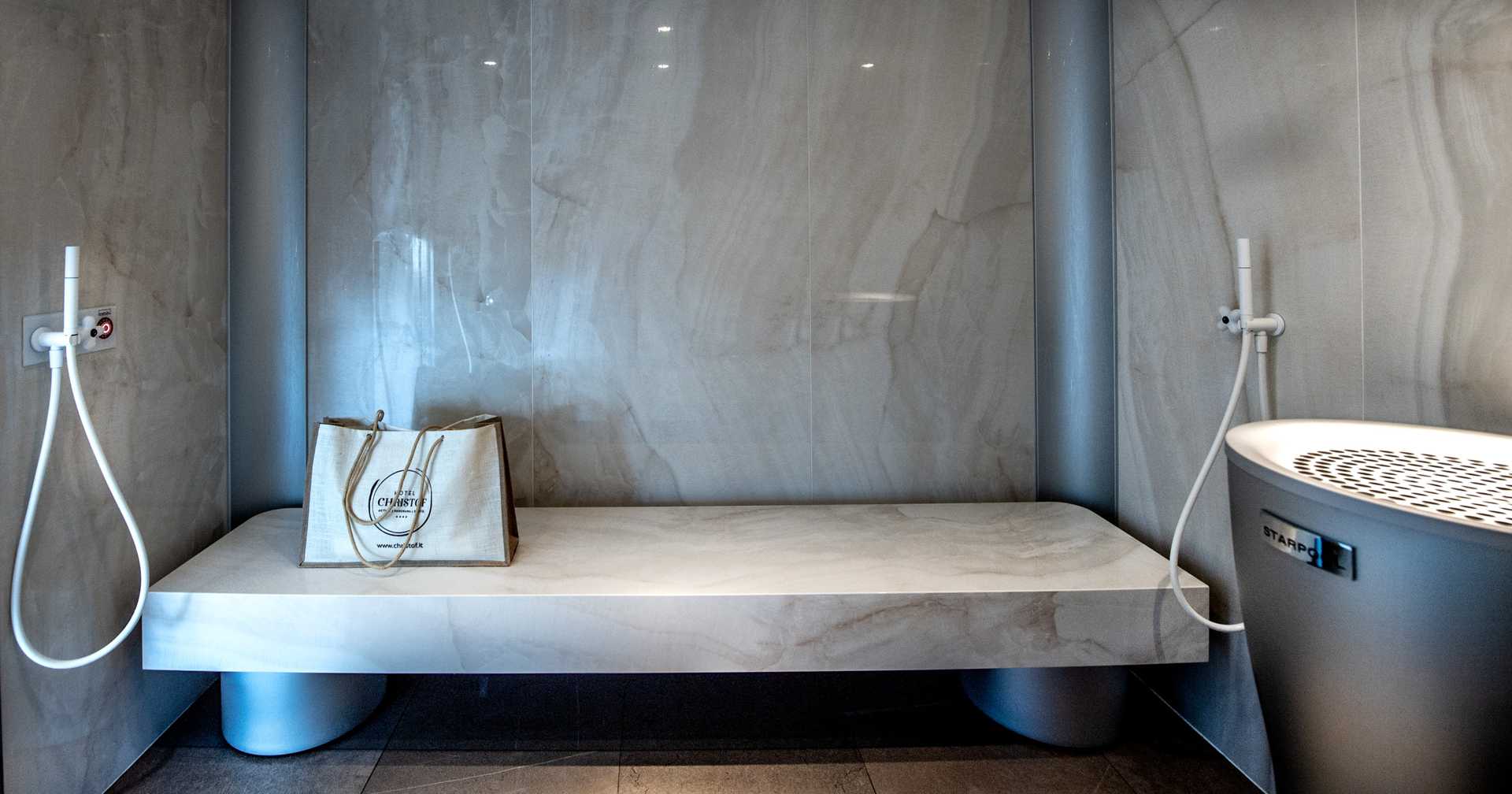 bench in the steam sauna