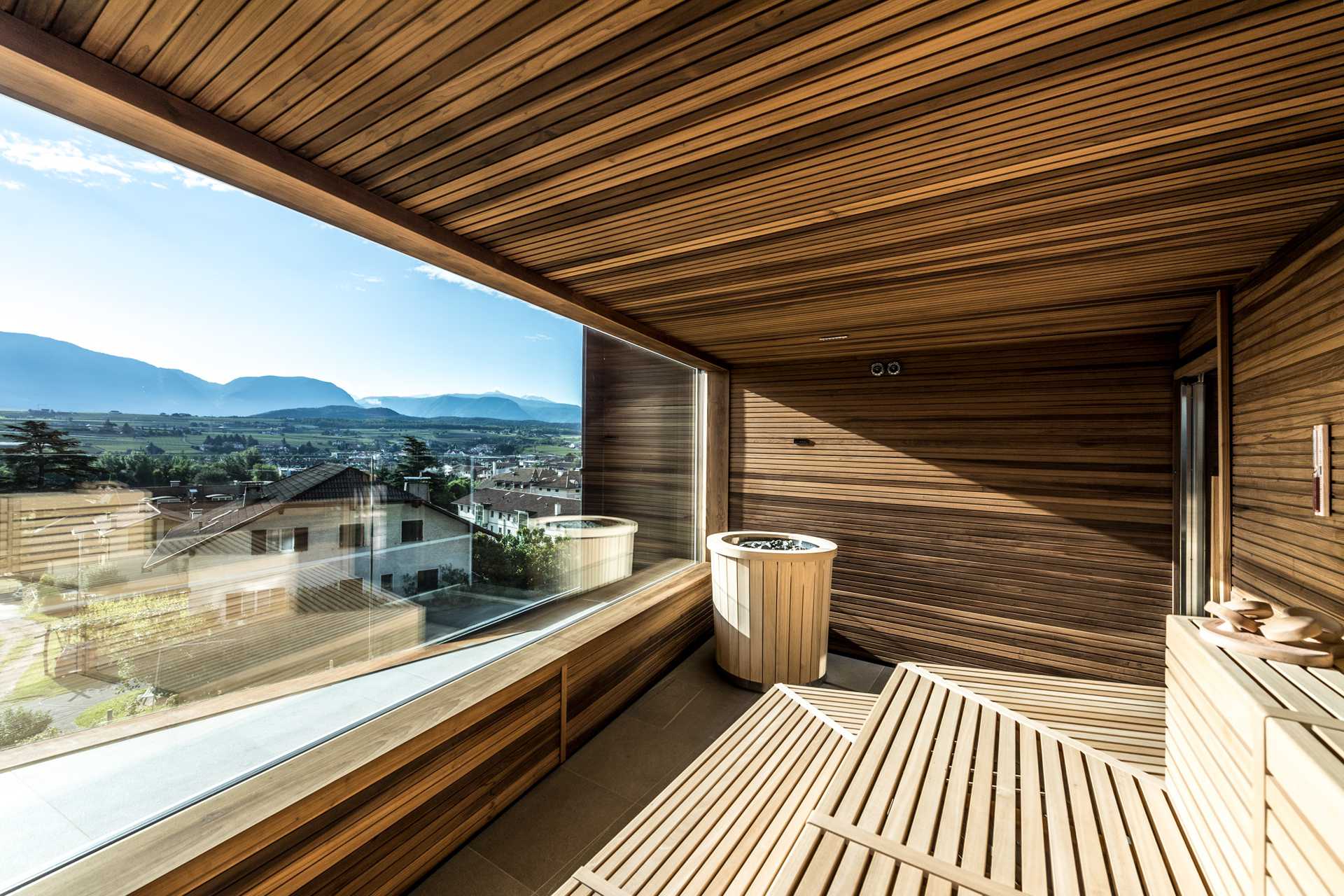 Finnish sauna with panoramic view