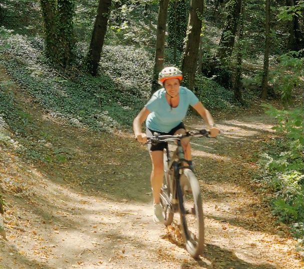 Downhill biking in the forest is fun mountain biking on forest trails