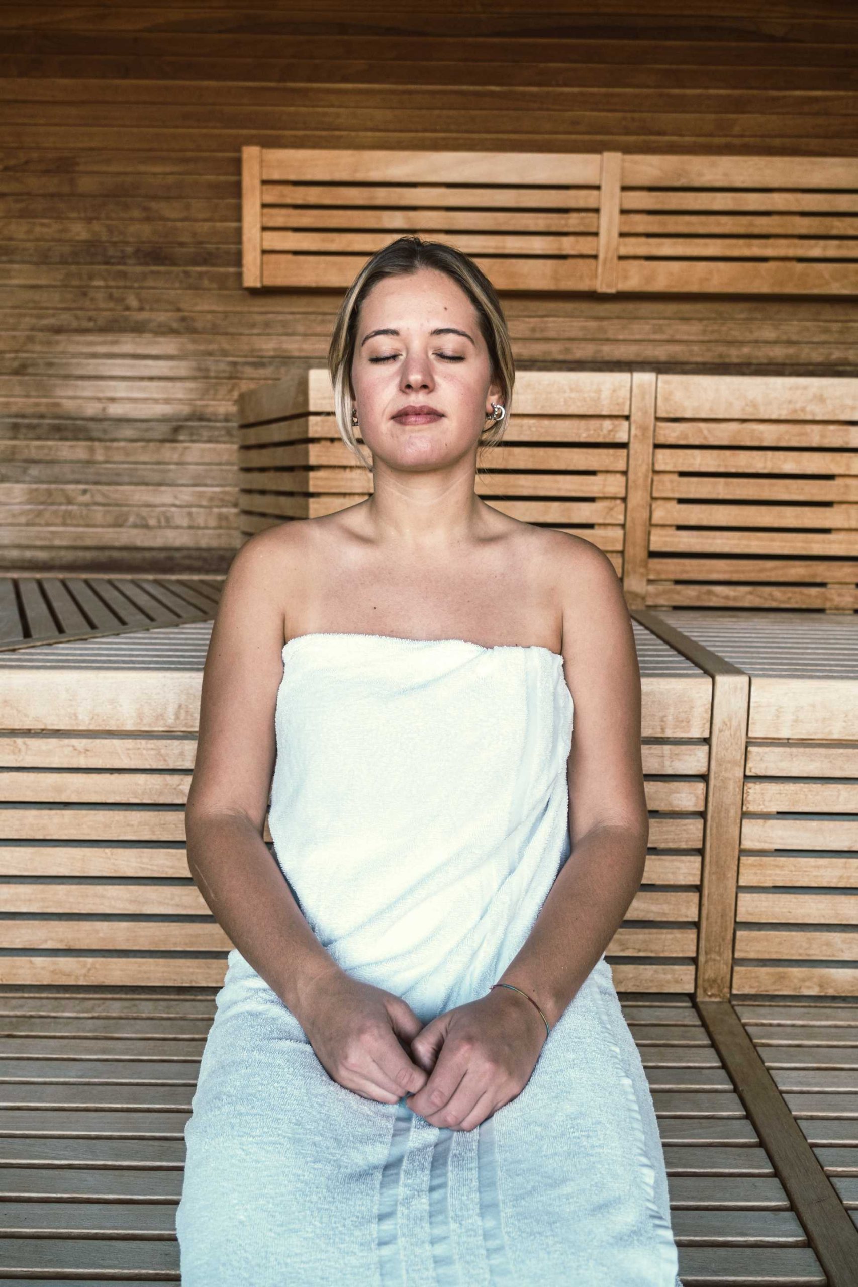 Woman in sauna