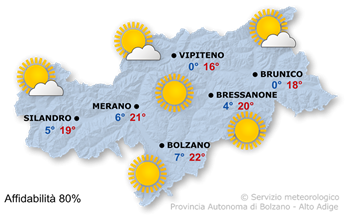 Cartina meteo Alto Adige